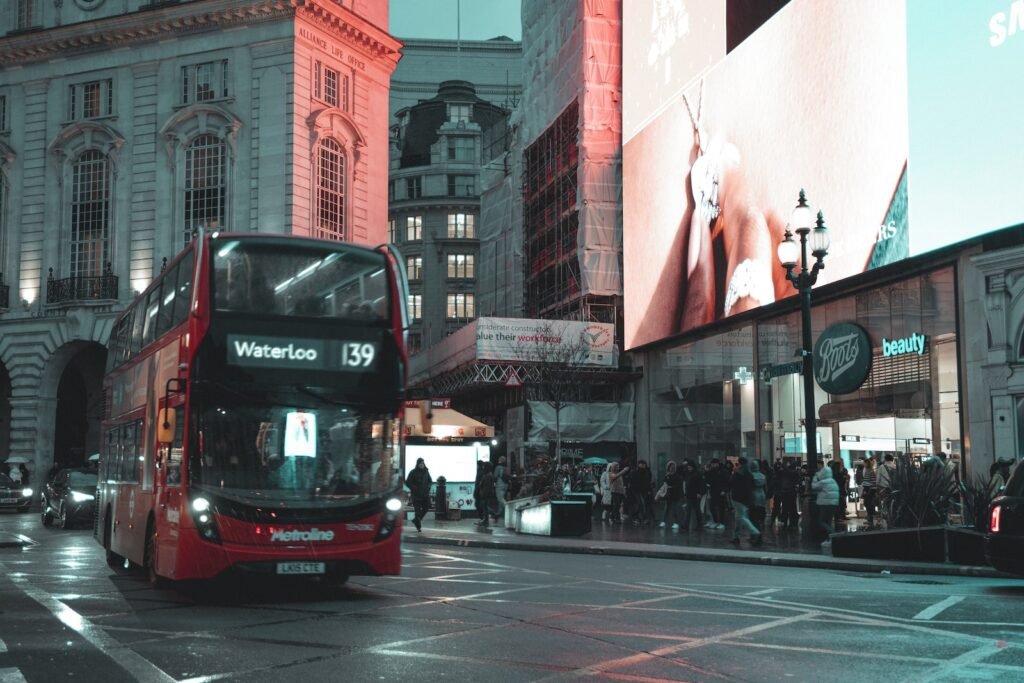 Double Decker Bus in City
