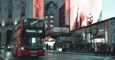 Double Decker Bus in City
