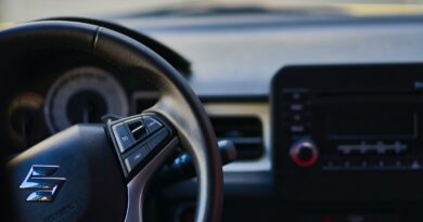 black steering wheel in car
